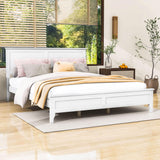 Mid-Century Modern Solid Wood Queen Size Platform Bed with Headboard