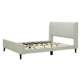 Modern Velvet Upholstered Queen Bed Frame with Wingback Headboard