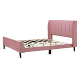 Modern Velvet Upholstered Queen Bed Frame with Wingback Headboard