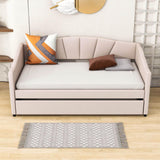 Velvet Upholstered Twin Daybed with Trundle Bed