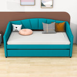 Velvet Upholstered Twin Daybed with Trundle Bed