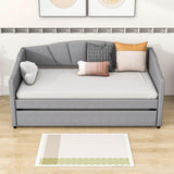 Velvet Upholstered Twin Daybed with Trundle Bed