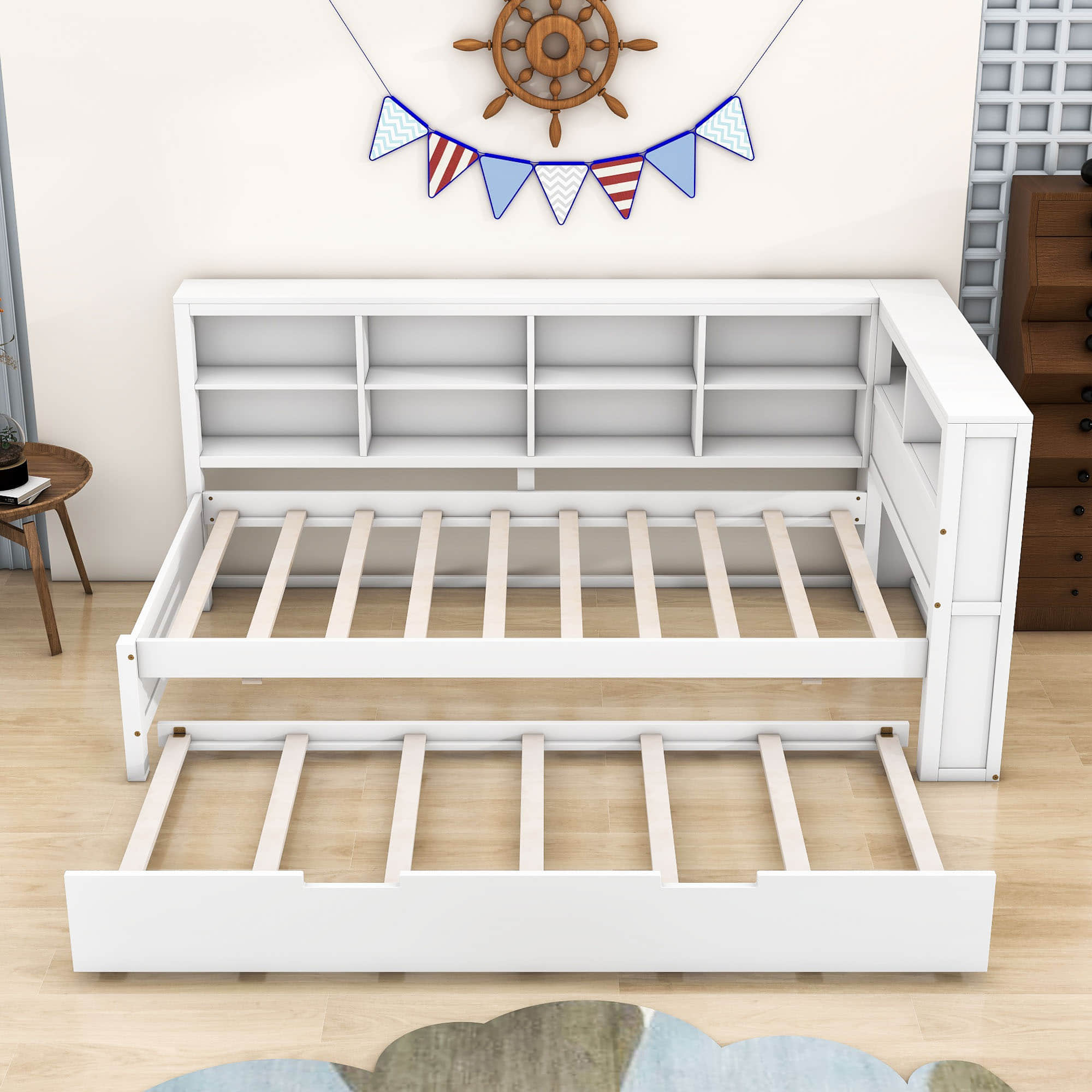 Modern Smart Wood Twin Daybed with Twin Trundle and Storage