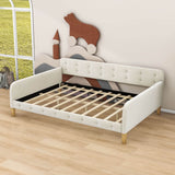 Modern Full Size Velvet Upholstered Daybed with Slats