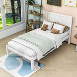 Twin Wooden Platform Bed with Headboard