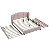 Modern Upholstered Queen Platform Bed Frame with Headboard and Storage