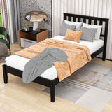 Wood Twin Size Platform Bed Frame with Headboard - [Mattress Foundation]