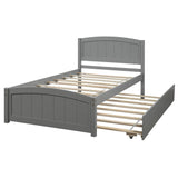 Twin Platform Bed Frame with Twin Trundle and Headboard