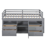 Low Twin Loft Bed Frame with Storage for Kids - [Drawers, Cabinet, Shelves]