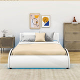 Modern Queen Upholstered Platform Bed Frame with Headboard and Lights