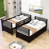 Convertible Twin Over Twin Wooden Bunk Beds with Storage Drawers