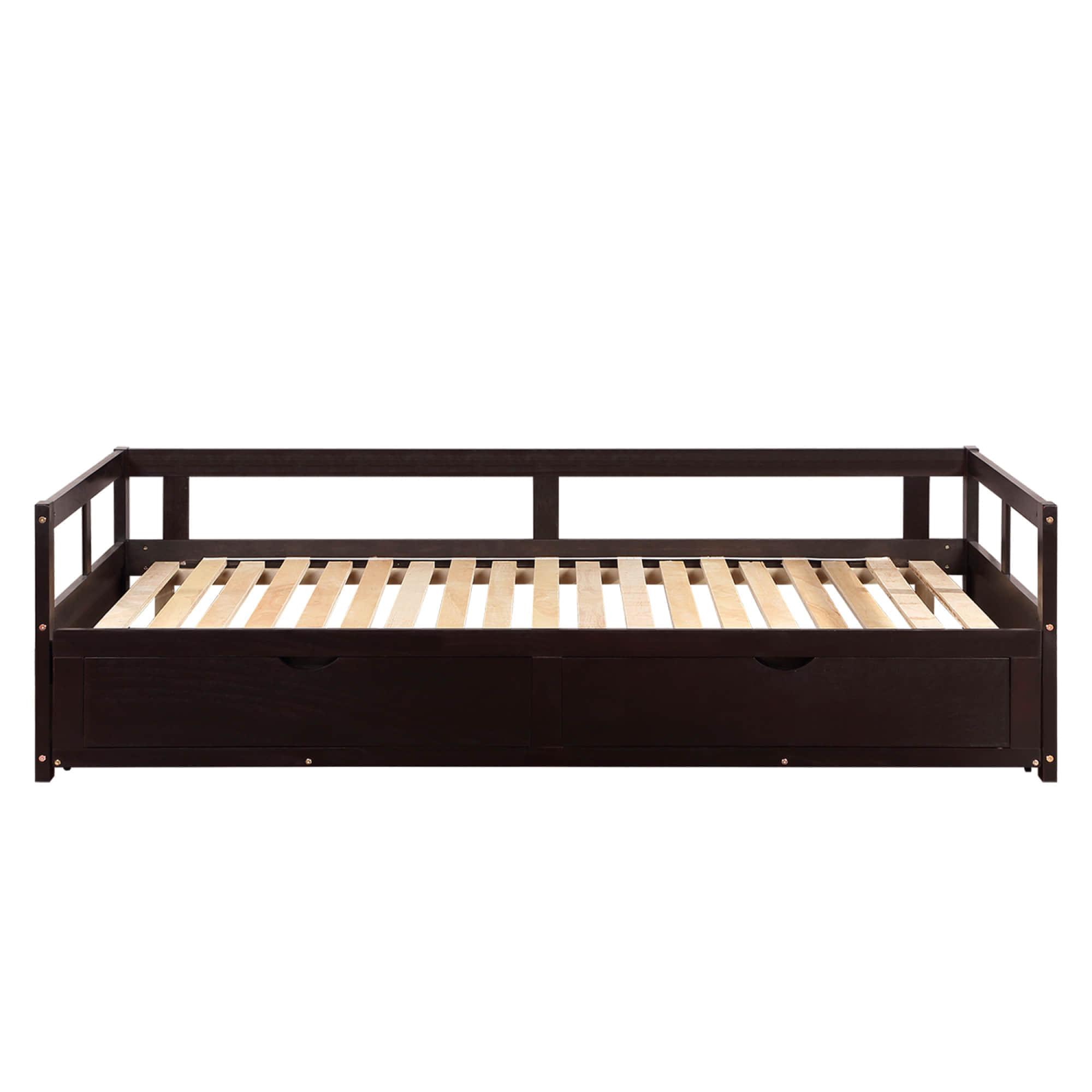 Wood Twin to King Daybed with Extendable Trundle and Storage Drawers