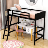 Solid Wood Twin Loft Bed with Interchangeable Ladder for Kids, Adults- [Medium]