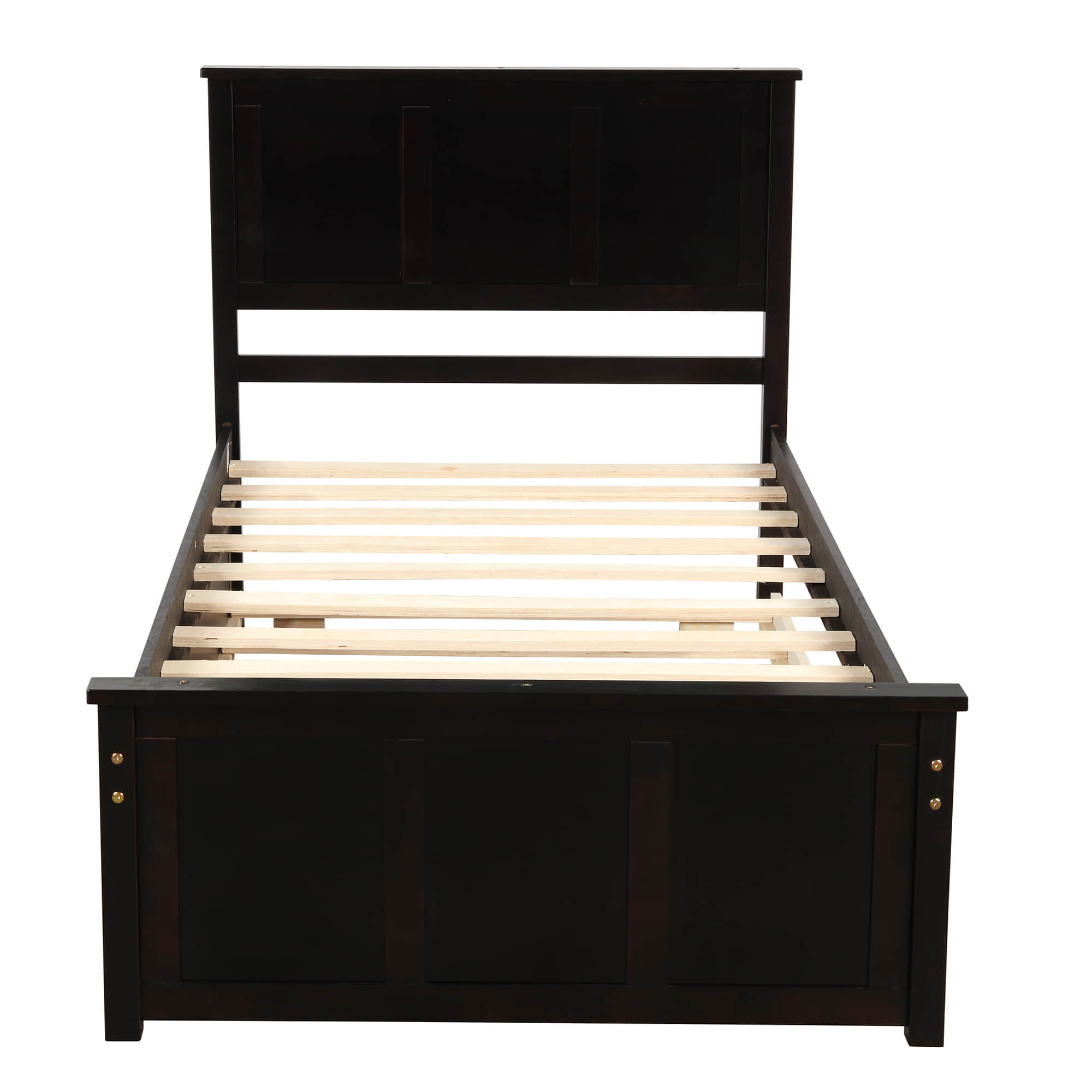 Classic Twin Platform Bed with Twin Trundle and Headboard - [Wood]