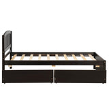 Twin Size Platform Bed with Two Storage Drawers for Kids - [Headboard]