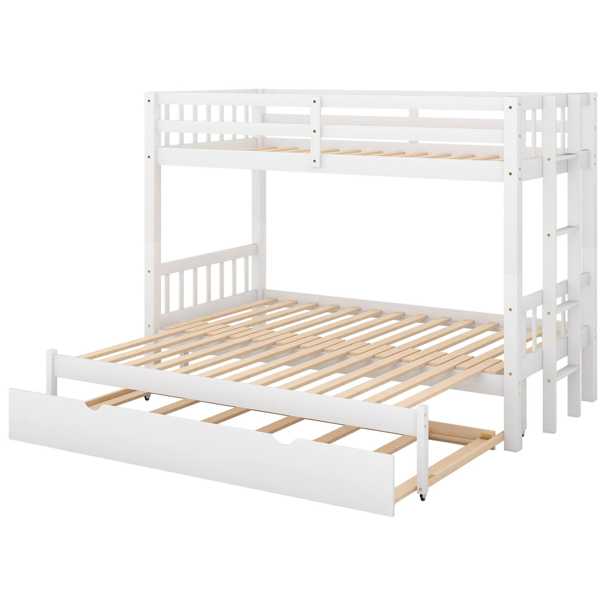 Extendable Twin Over Twin to King Bunk Beds with Trundle - [Wooden, Convertible]