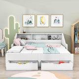 Wooden Twin to King Extendable Daybed with Pull-out Trundle and Storage