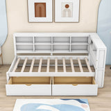 Modern Smart Kids Twin Size Daybed with Storage Drawers and Shelf