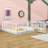 Metal Montessori Queen Toddler Floor Bed with Rails for Kids