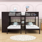 Low Full Over Twin&Twin Triple Bunk Bed with Storage for Kids - [Wardrobe]