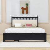 Wooden Queen Storage Bed with Headboard and Storage, Twin Trundle Bed