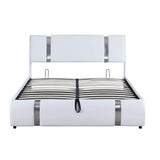 PU Leather Queen Size Upholstered Platform Bed Frame - [Hydraulic Storage System]