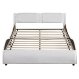 Modern Full Upholstered Platform Bed Frame with Headboard and Lights