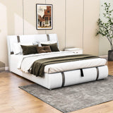 PU Leather Queen Size Upholstered Platform Bed Frame - [Hydraulic Storage System]