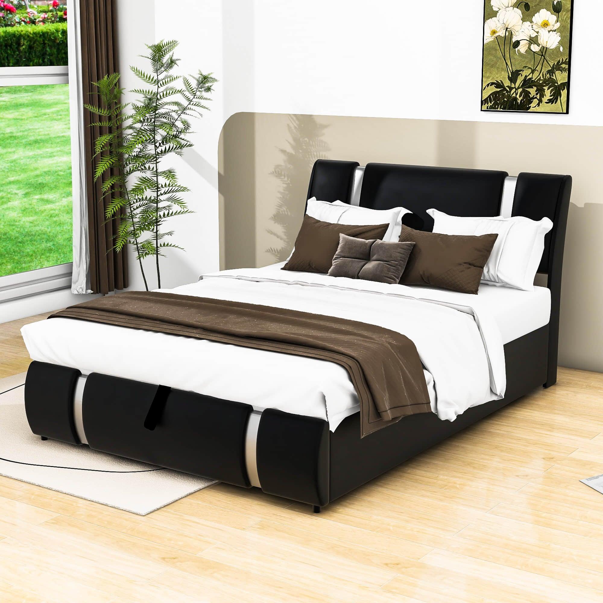 PU Leather Full Size Upholstered Platform Storage Bed - [Hydraulic System]