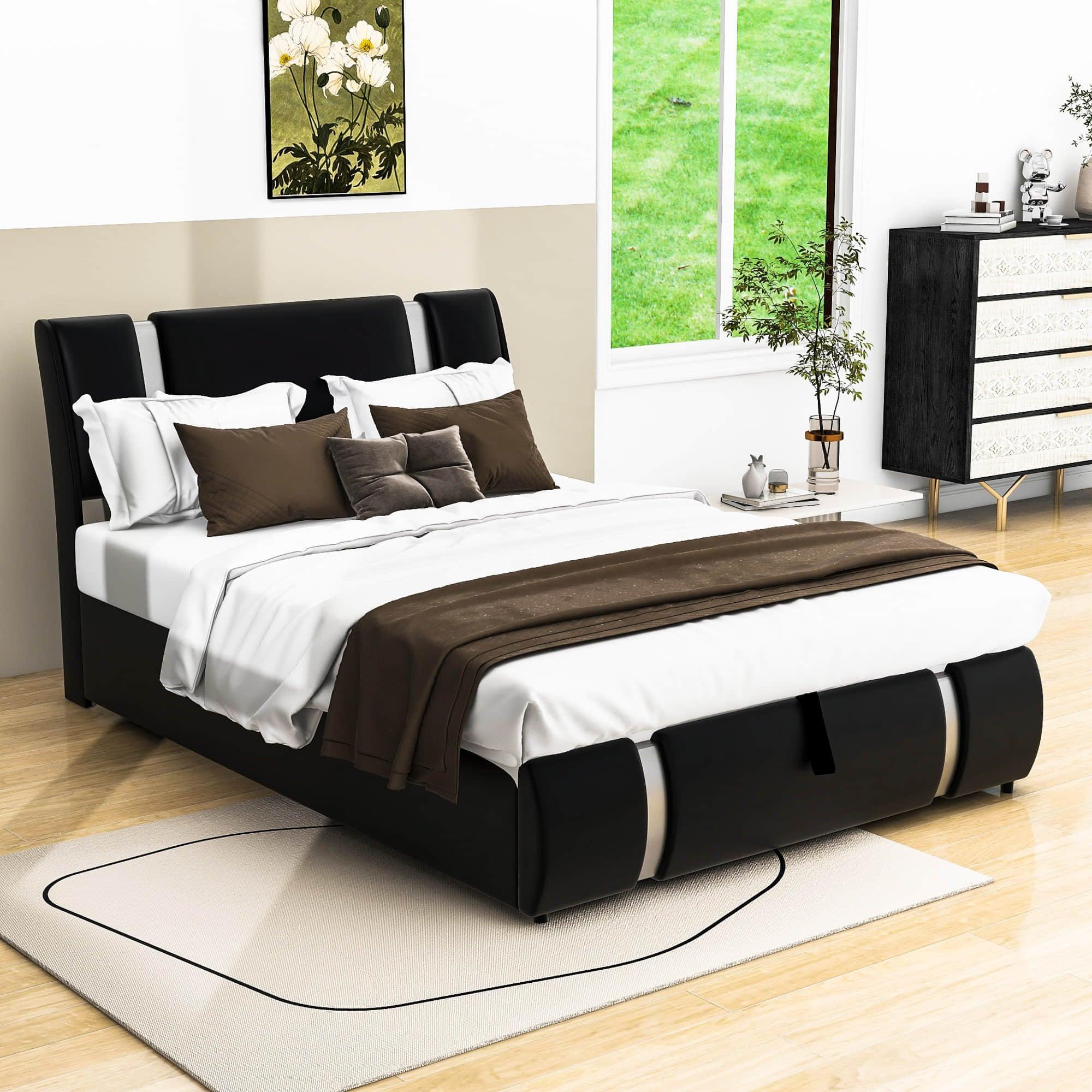 PU Leather Full Size Upholstered Platform Storage Bed - [Hydraulic System]