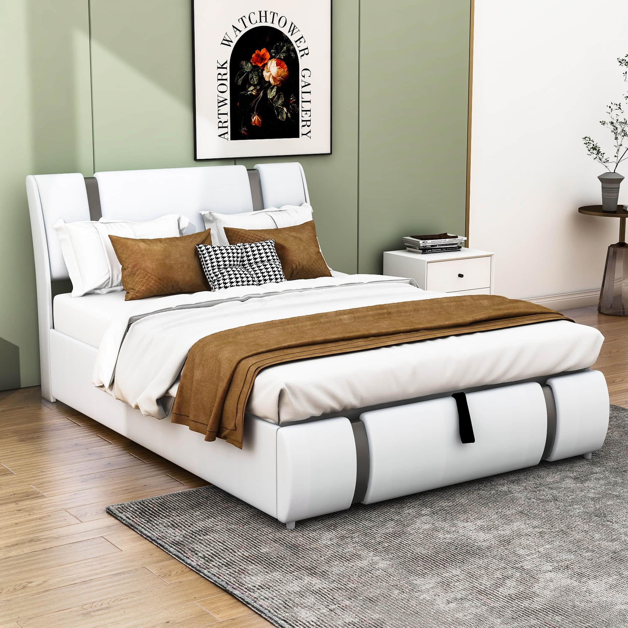 PU Leather Full Size Upholstered Platform Storage Bed - [Hydraulic System]