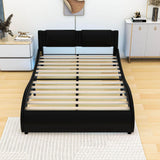 Modern Queen Upholstered Platform Bed Frame with Headboard and Lights