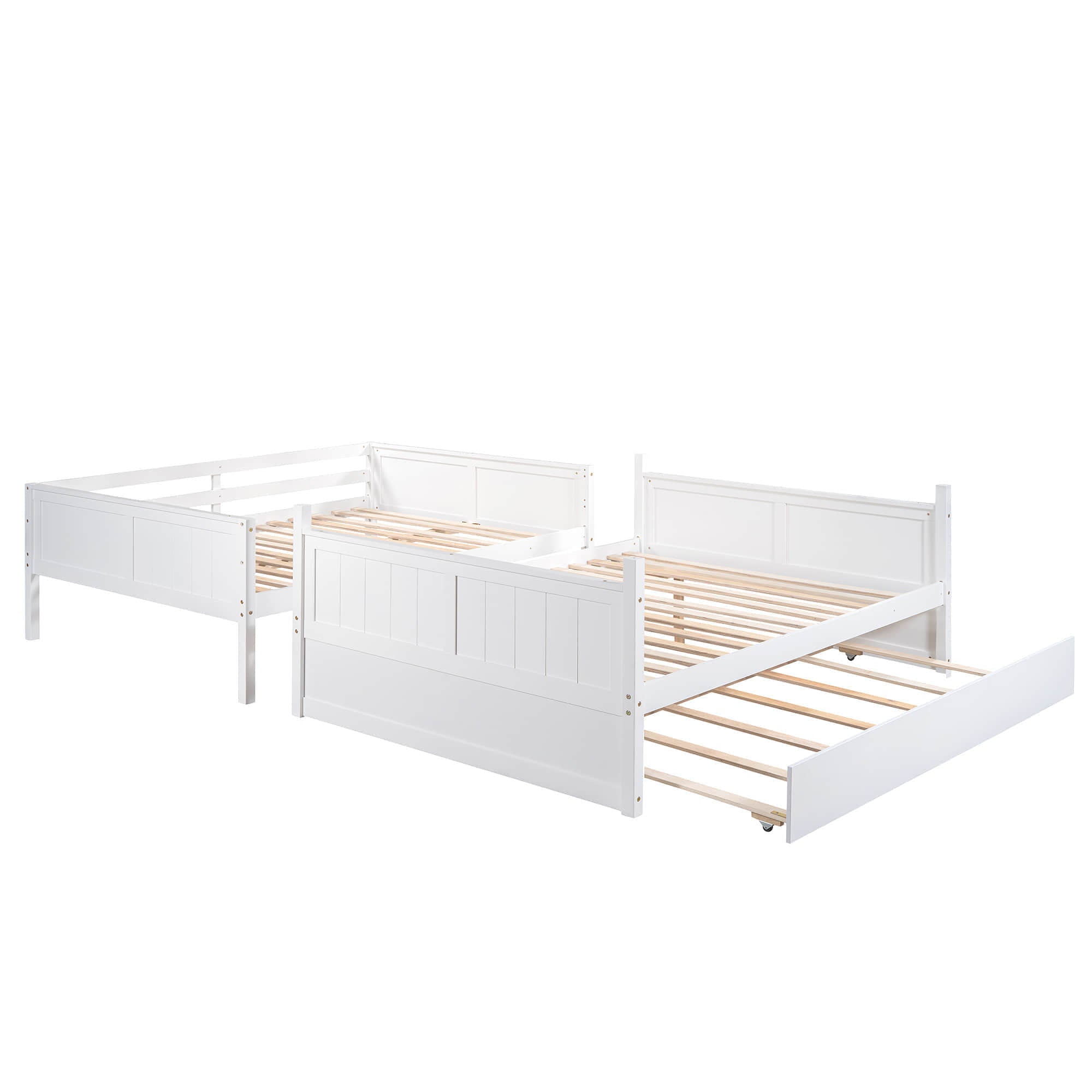 Wooden Full Over Full Standard Bunk Beds with Trundle - [Detachable]