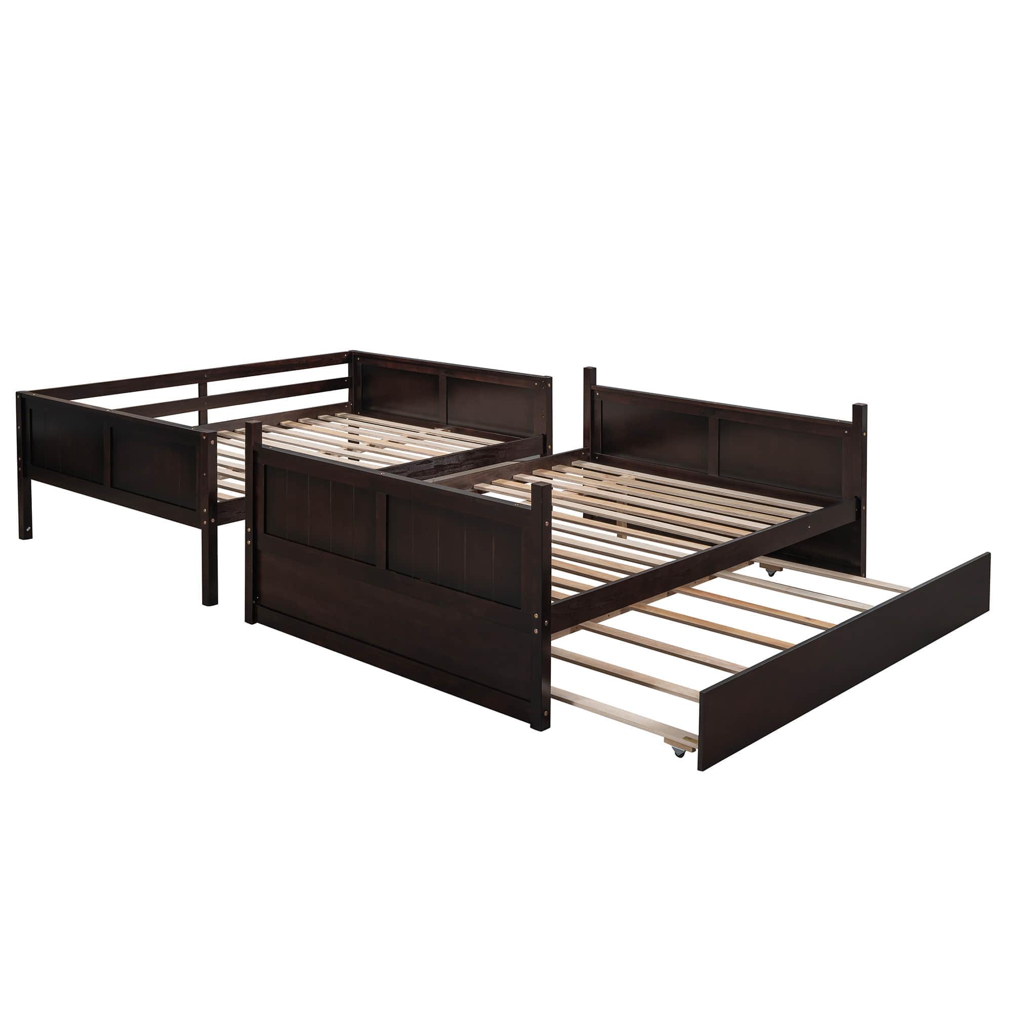 Wooden Full Over Full Standard Bunk Beds with Trundle - [Detachable]