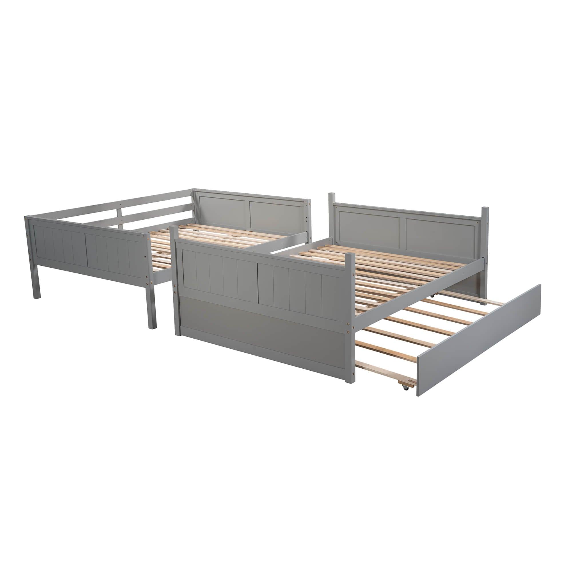 Wooden Full Over Full Standard Bunk Beds with Trundle - [Detachable]