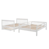 Wooden Full Over Full Bunk Beds with Trundle and Storage - [Stairs, Shelves, Detachable]