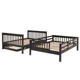 Wooden Full Over Full Bunk Beds with Trundle and Storage - [Stairs, Shelves, Detachable]