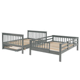 Wooden Full Over Full Bunk Beds with Trundle and Storage - [Stairs, Shelves, Detachable]