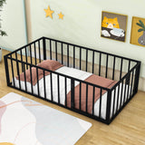 Montessori Twin Metal Toddler Floor Bed with Rails for Kids