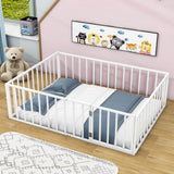 Montessori Full Size Metal Toddler Floor Bed with Rails for Kids