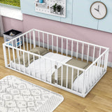 Montessori Twin Metal Toddler Floor Bed with Rails for Kids