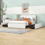 Full Upholstered Platform Bed Frame with Headboard and Storage