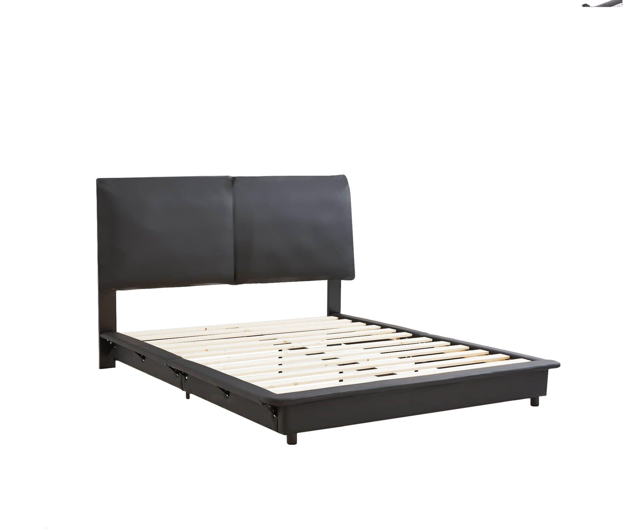 Modern Full Size Upholstered Platform Bed Frame with Headboard LED Lights