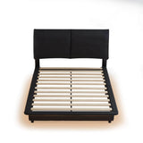 Upholstered Modern Queen Bed Frame with Headboard and LED Lights