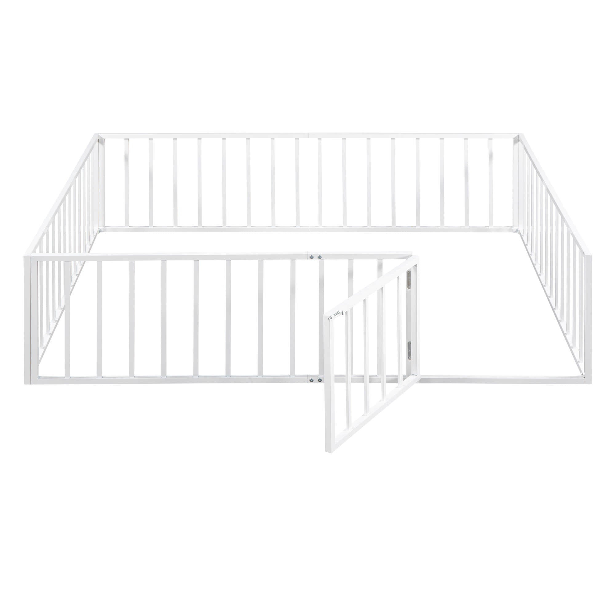 Metal Montessori Queen Toddler Floor Bed with Rails for Kids