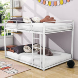 Montessori Full Over Full Scandinavian Floor Metal Bunk Bed with Ladder for Kids