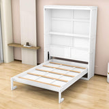 Full Size Murphy Bed Wall Bed with Shelves - [Wood, Vertical]