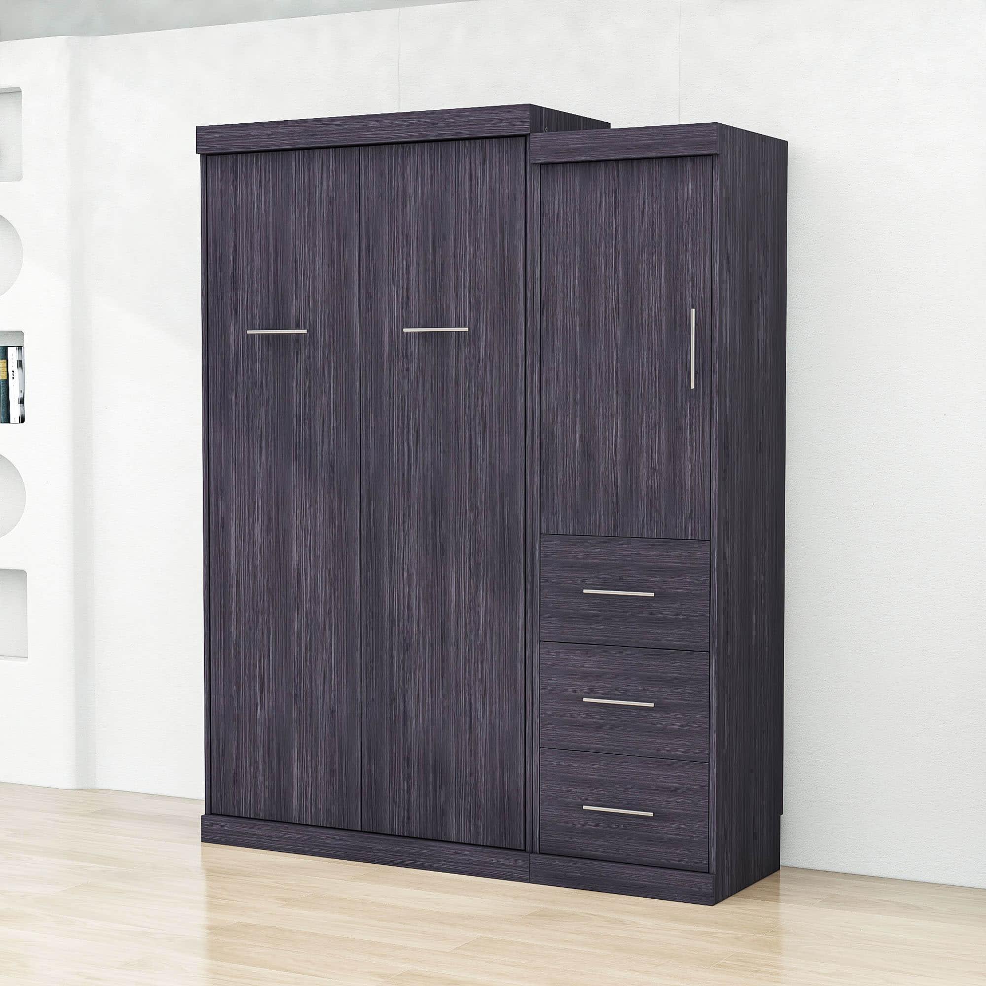 Vintage Twin Size Murphy Bed Cabinet with Storage - [Wardrobe, Drawers]