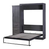 Vintage Full Size Murphy Bed Cabinet with Storage - [Wardrobe, Drawers]