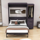 Vintage Full Size Murphy Bed Cabinet with Storage - [Wardrobe, Drawers]